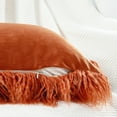thumbnail image 3 of Home Soft Things Mongolian Faux-fur Pillow Covers Luxury Fluffy Throw Pillow Case Decorative Fuzzy Cushion Cover, No Pillow Insert, Set of 2 - Rust - 20" x 20", 3 of 5