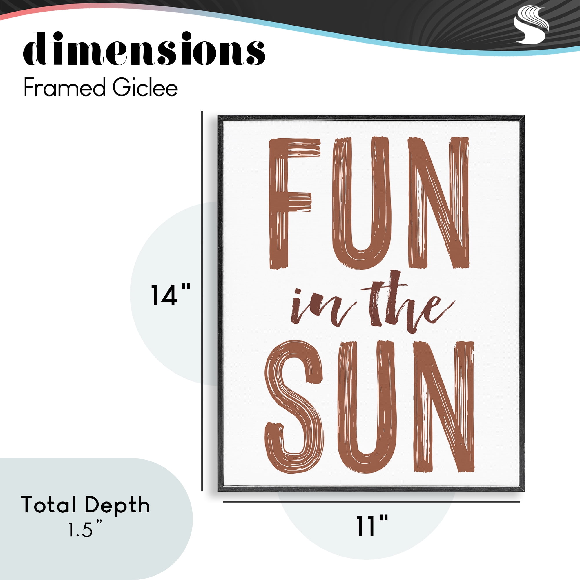 Summer Sentiment Fun In Sun Black Framed Giclee Art, design by Lettered and Lined