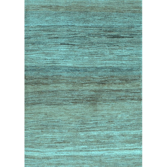 Ahgly Company Indoor Rectangle Abstract Light Blue Contemporary Area Rugs, 2' x 4'