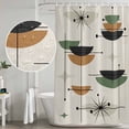 thumbnail image 5 of Navy Bohemian Shower Curtain, Waterproof Shower Curtains for Bathroom, Geometric Abstract Stripes Vintage Beige Washable Fabric Bathtub Curtain Set Bath Decor with 12 Hooks Standard 72"x72", 5 of 8