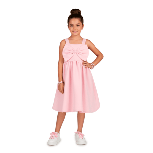 FLORY Vestido con Moño para Niña | Vestido casual para Niña | 0152, Rosa, M