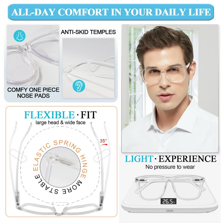 MARE AZZURO Oversized Reading Glasses Men Trendy Large