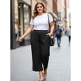 thumbnail image 4 of Gleelist Women's Plus Size Wide Leg Pants Lightweight Casual High Waist Side Slit Flowy Lounge Trouser With Pockets XL-5XL, 4 of 5