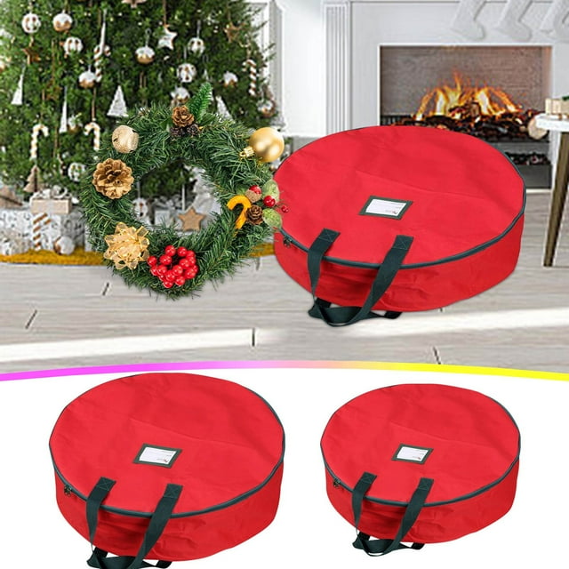 Xihbxyly Bolsa para Guardar Coronas, Tela Oxford, Cierre de Cremallera Resistente, Ventana Transparente para Una Fácil Visualización, Ahorra Espacio, Ideal para Organizar Decoraciones Navideñas, Colo