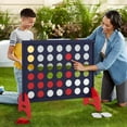 thumbnail image 4 of Costway 4-in-a-row Game Set with 42 PCS Chips & 600D Oxford Fabric Carrying Bag Wooden Blue, 4 of 10