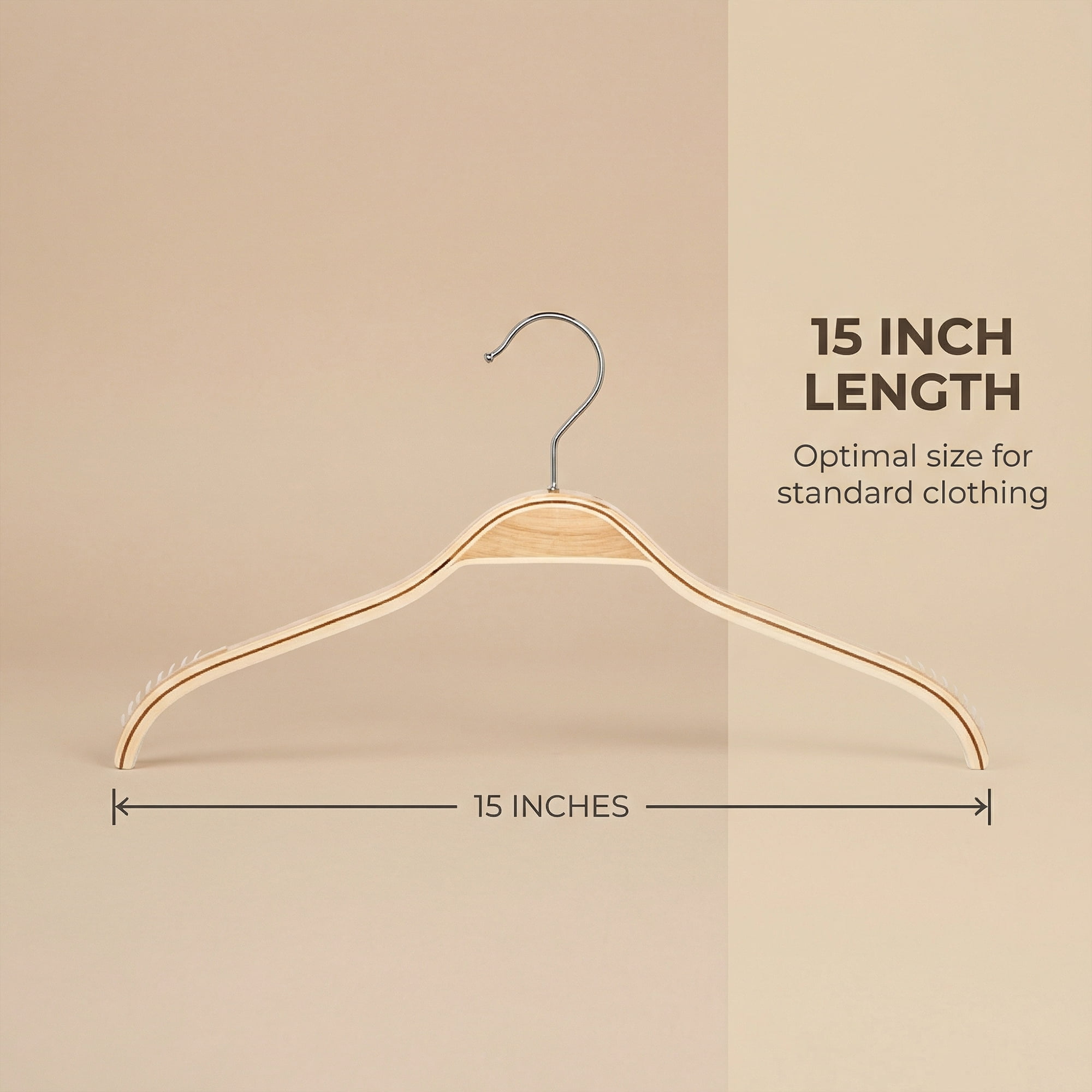 Unique Bargains 2 Pcs Wood Non-Slip Great Hangers with Clips for Closet Natural 15inch