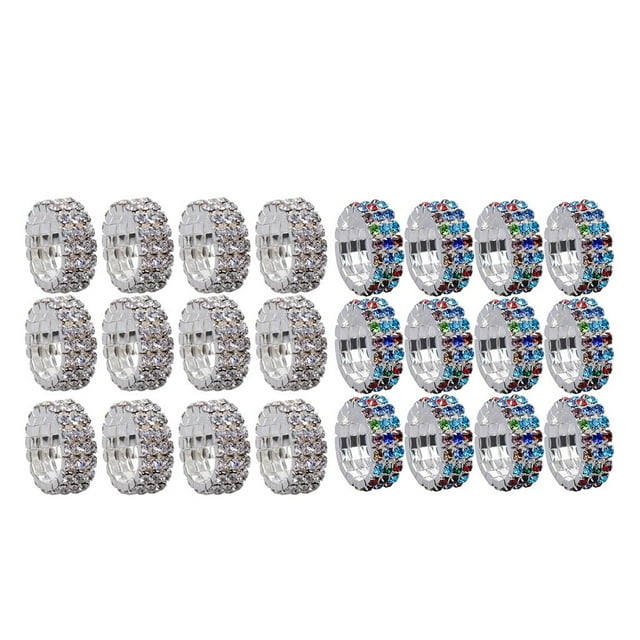 24 piezas de de imitación Joyas para el cuerpo Anillos elásticos de tres filas Playa descalza Fernando Anillo de cristal elástico elástico