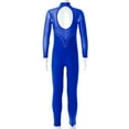 thumbnail image 4 of iEFiEL Girls Juniors Mesh Long Sleeve Shiny Rhinestone Decor Dance Gymnastics Jumpsuit, 4 of 7