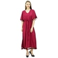 thumbnail image 5 of Bimba Women's Designer Tassel Kaftan Dress Kimono Sleeve Long Maxi Coverup Gown, 5 of 9