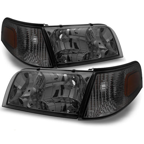 Right Pair Set For Ford Crown Victoria Clear Replacement Headlights W/Corner Lamps 4pc Left 