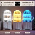 thumbnail image 4 of Vlsrka 71" Tall Arched Cabinet, Kitchen Pantry Cabinets, Arched Bookshelf/Bookcase,China Cabinet, Wood Kitchen Storage Cabinets with Open & Adjustable Shelves, Induction 3 Color Lights, White, 4 of 9