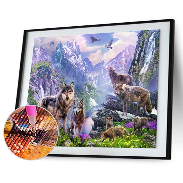 5D bricolaje diamante pintura lobos cruz puntada bordado pedrería mosaico Tmvgtek decoración de arte en el hogar