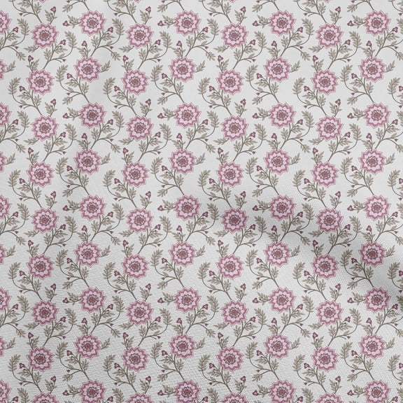 oneOone Cotton Poplin Gray Fabric Jacobean Floral Quilting Supplies Print Sewing Fabric By The Yard 56 Inch Wide