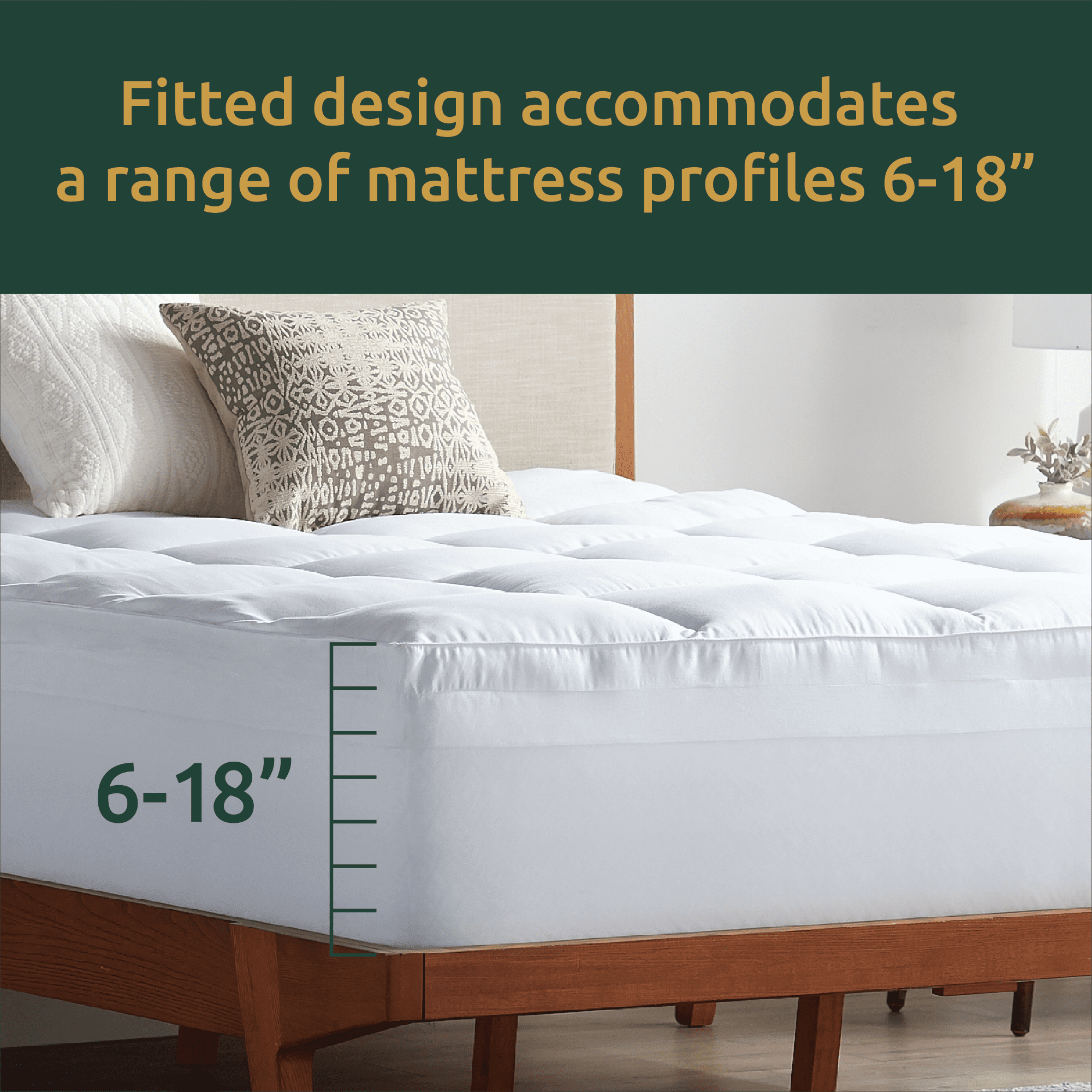 Rest Haven 2-in-1 Dual 4" Down Alternative Plush and Gel Memory Foam Mattress Topper, Twin-XL