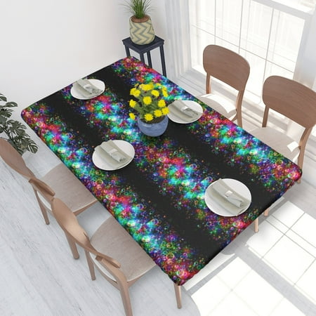 

Home Deluxe Tablecloth Bubble-Wallpapers Waterproof Elastic Rim Edged Table Cover- For Christmas Parties And Picnics 4ft
