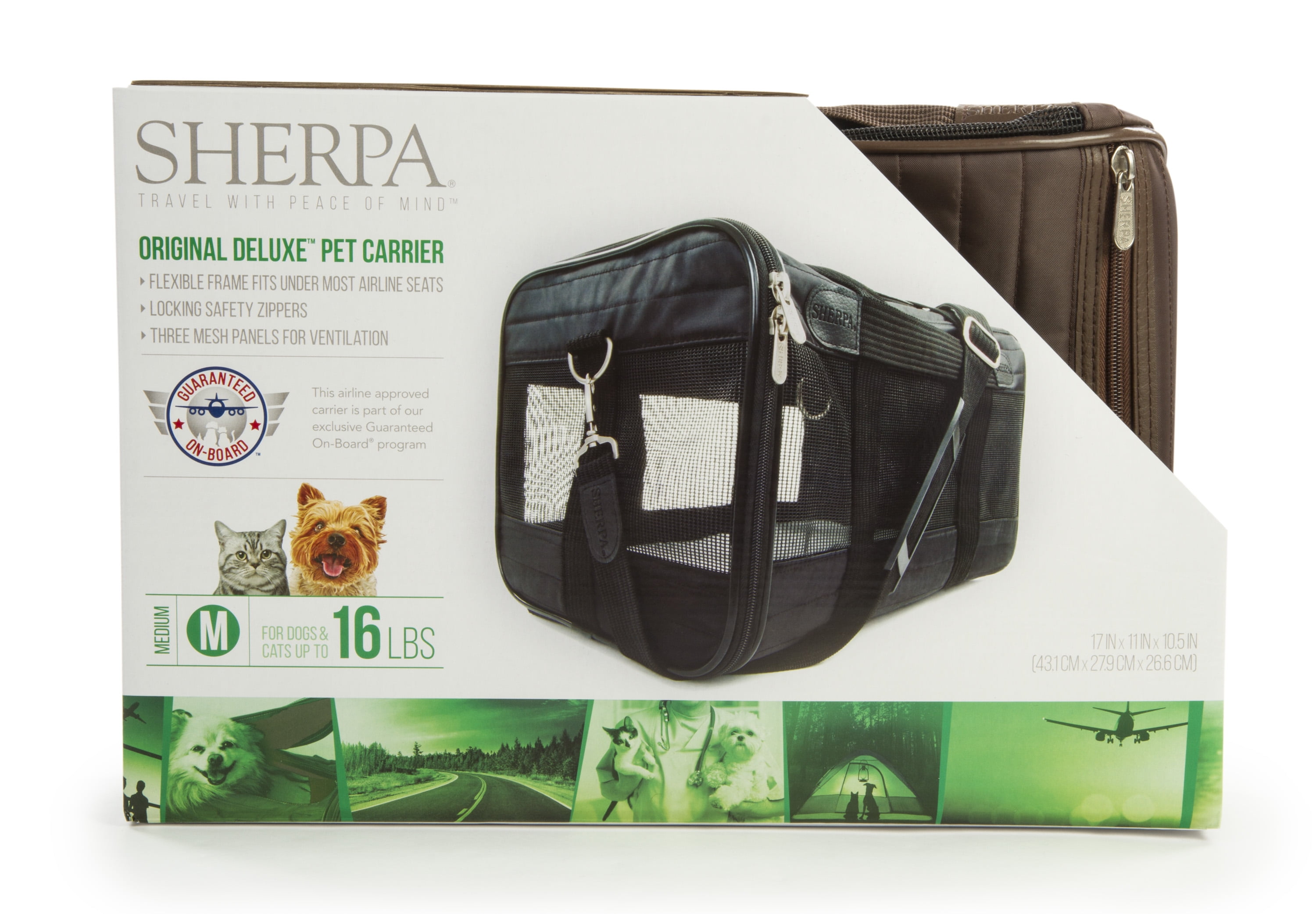 Sherpa Travel Original Deluxe Airline Approved Pet Carrier, Brown