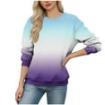 thumbnail image 2 of XPMWRP Women's Gradient Trendy Sweatshirt Casual Long Sleeve Crew Neck Pullover Loose Fall Winter Warm Sweatshirt Blue L, 2 of 4