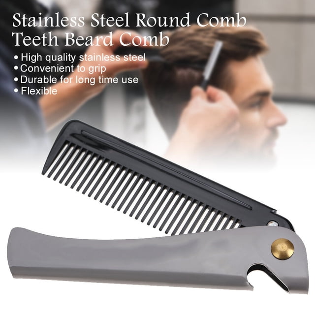 Peine para bigote plegable para hombres, alisador de barba antiestós de acero paraaxidable para hombres, Peine para dar forma al bigote con
