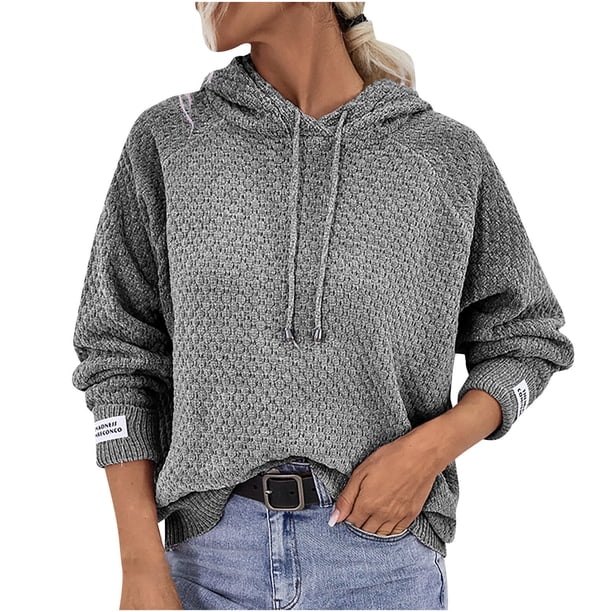 Sudadera para mujer Otoño Sudaderas Moda para mujer Color sólido Sudadera con capucha Suéter informal Top Odeerbi ODB-5