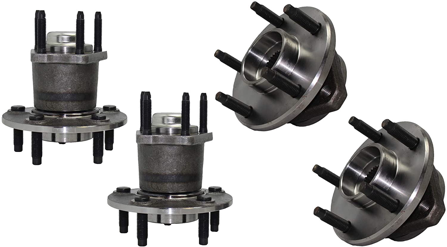 Detroit Axle 4PC Front and Rear Wheel Hub & Bearings (NO ABS) for