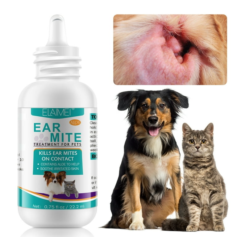 Elaimei ear mite Treatment For Pets clean Ear Mites Contains Aloe To Help Soothe Irritated Skin 2 Pack