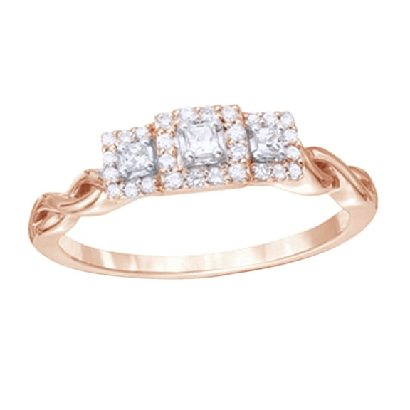 White Natural Diamond Frame Ring in 10k Rose Gold (0.2 Cttw)