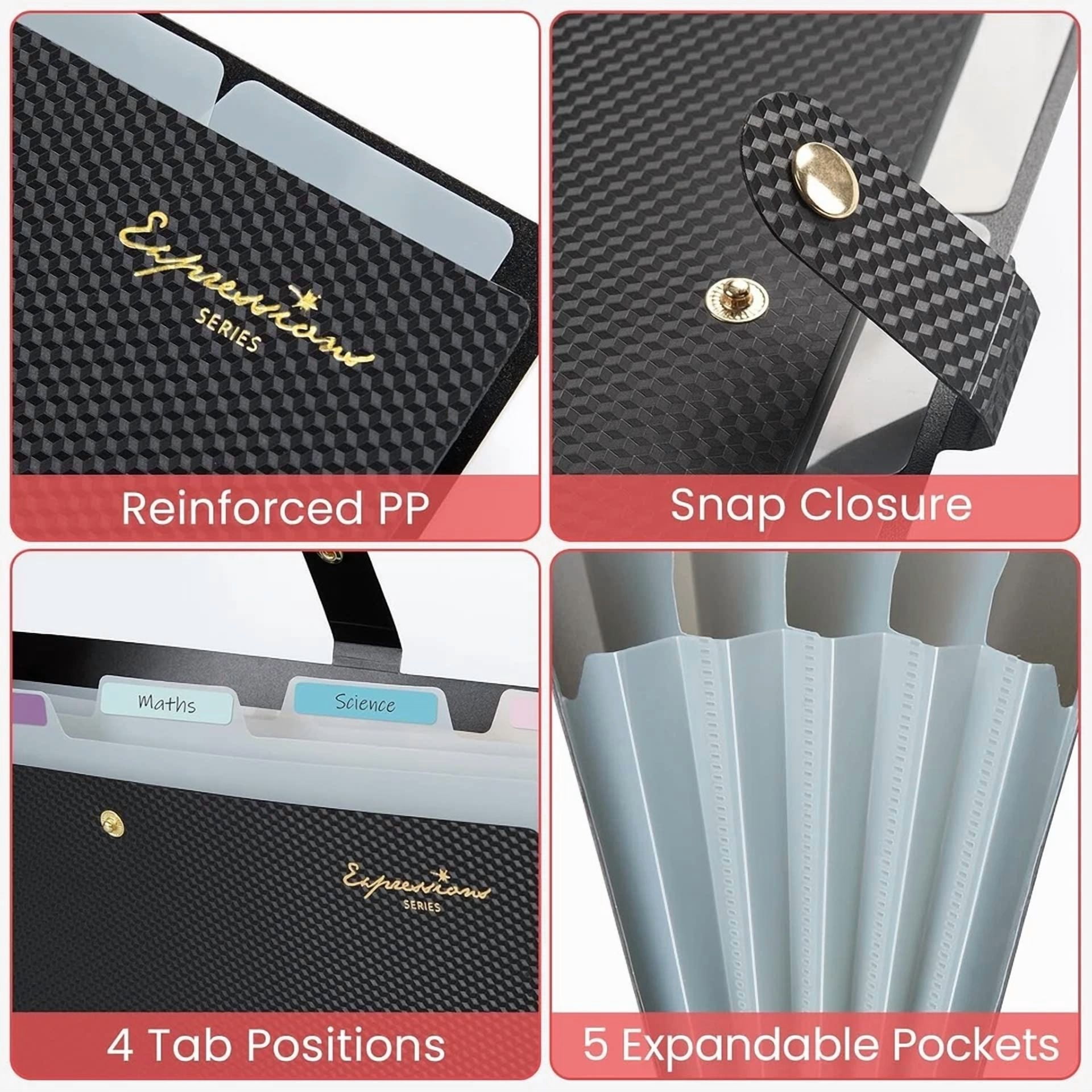 School Supplies File Folder, Letter Size Accordion Portable Paper File Organizer
