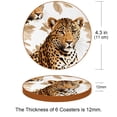 thumbnail image 3 of Leopard 6PCS Round Coasters Set, Microfiber Leather Drink Coasters, 11x11 cm/4.3x4.3 in, and Heat, Furniture and Tabletops, 3 of 6