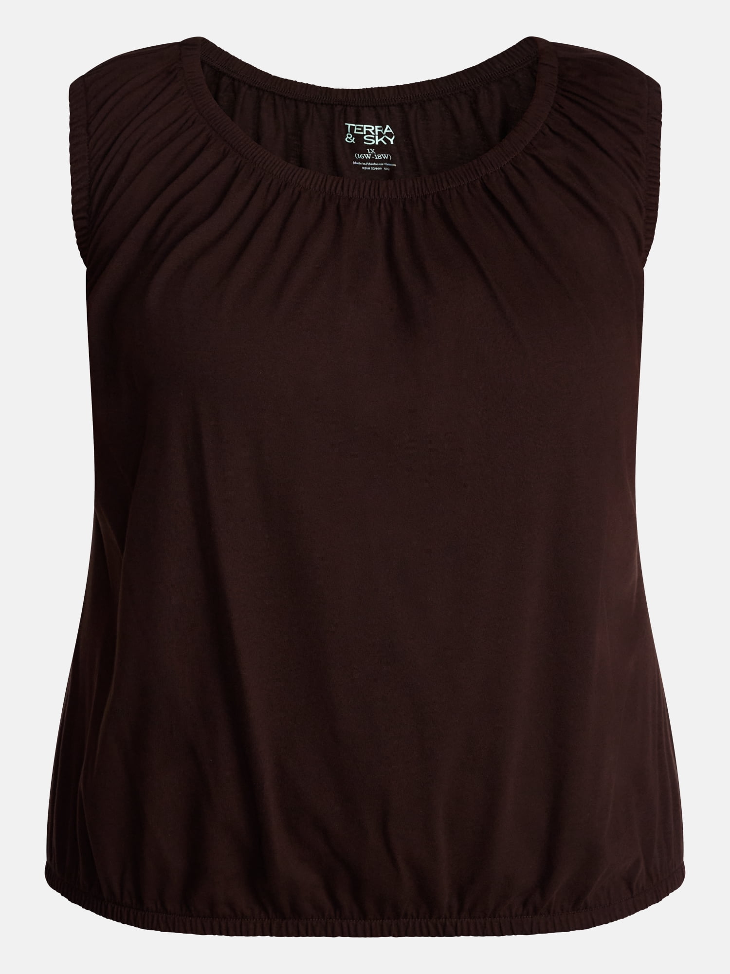 Terra & Sky Women’s Plus Sleeveless Cotton Flowy Top, Size 0X-4X
