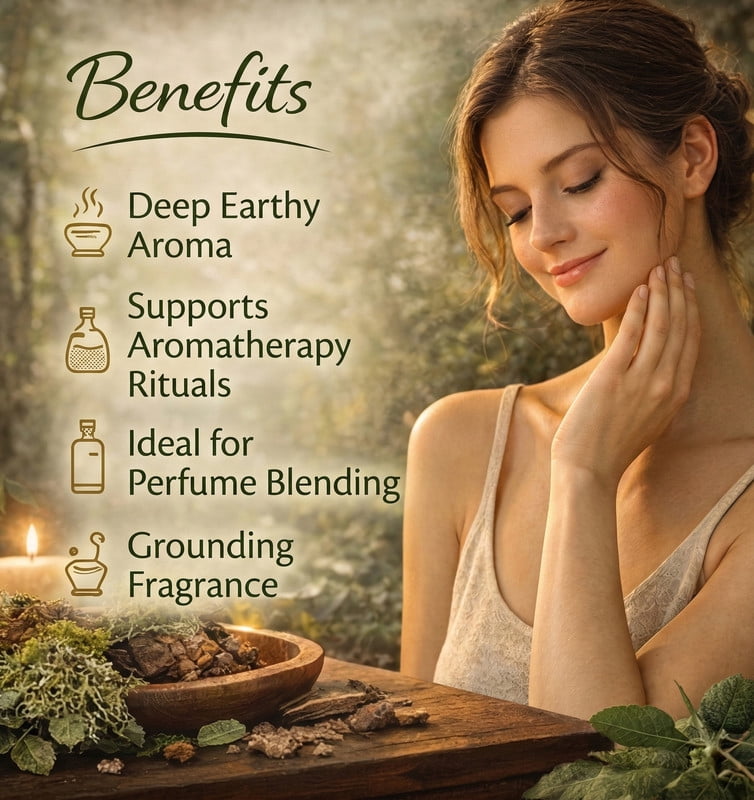 Deve Herbes Pure Oakmoss Essential Oil (Evernia prunastri) Steam Distilled, Natural & Aromatherapy Use 30ml with Glass Dropper