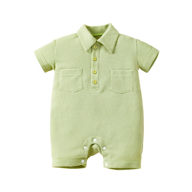 Yuyuzo Baby Clothes Infant Spring Fall Outfits Unisex Short Sleeve Onesie Solid Color Comfy Bodysuits