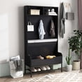 thumbnail image 5 of Costway 69" Tall Hall Tree with Seat Cushion Open Compartments Hooks Lift-top Storage Black, 5 of 10