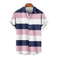 thumbnail image 4 of ZCFZJW Mens Casual Striped Shirts Button Down Short Sleeve Summer Hawaiian Shirt Loose Regular Fit Hippie Beach Vacation Tops with Pockets Pink XL, 4 of 6