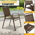 thumbnail image 3 of Patio Furniture Set, 5-piece Outdoor Dining Set Wood Grain Top, Plastic Patio Table and Chairs for Deck Yard Balcony Porch, All-weather Steel Frame, 4-person Dining Set for Indoor Outdoor, Brown, 3 of 8