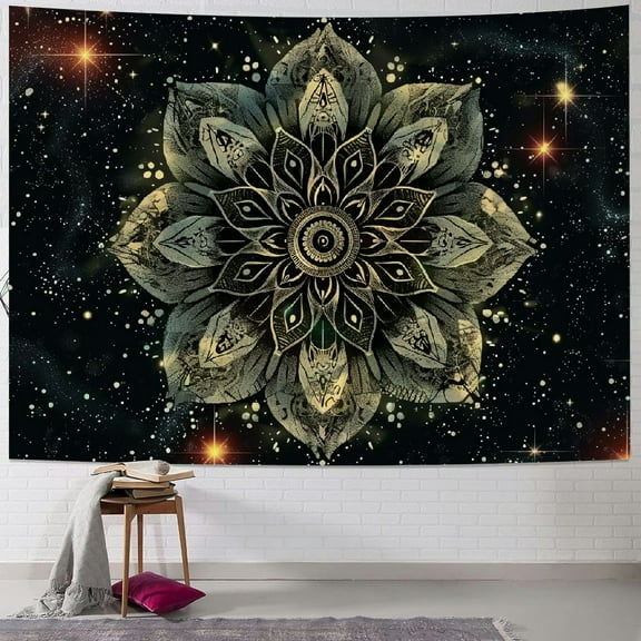 JRXY Black Golden Mandala Tapestry Astrology Wall Hanging Wall Tapestry Aesthetic Hippie Wall Decor Bohemian Wall Art Boho Home Decoration for Bedroom,Living Room,Dorm Painting
