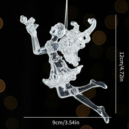 

Brand Clearance!!Transparent Acrylic Elk Angel Snowflake Christmas Tree Hanging Pendant Fake Snowflake Winter Party Pendant Clear Hanging Pendants for Xmas New Year Home Decor