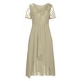 thumbnail image 4 of FYEGRE Robes Formelles pour Femmes Invitées de Mariage avec Fente Cocktail Élégante Dentelle Longue Robe de Bal Beige P, 4 of 6