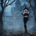 thumbnail image 4 of Halloween Giant Spider Web, Round Cotton Cobweb, 5ft White Scary Haunted House Indoor Outdoor, 4 of 19