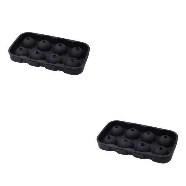 Molde de bola de hielo Injueey bandeja para hacer cubitos de hielo de frutas 8 cavidades Negro 2Conjunto