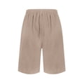 thumbnail image 4 of Womens Bermuda Shorts Knee Length Wide Leg Linen Long Shorts with Pockets Summer Casual Elastic High Waist Short Pants Camel XL, 4 of 5
