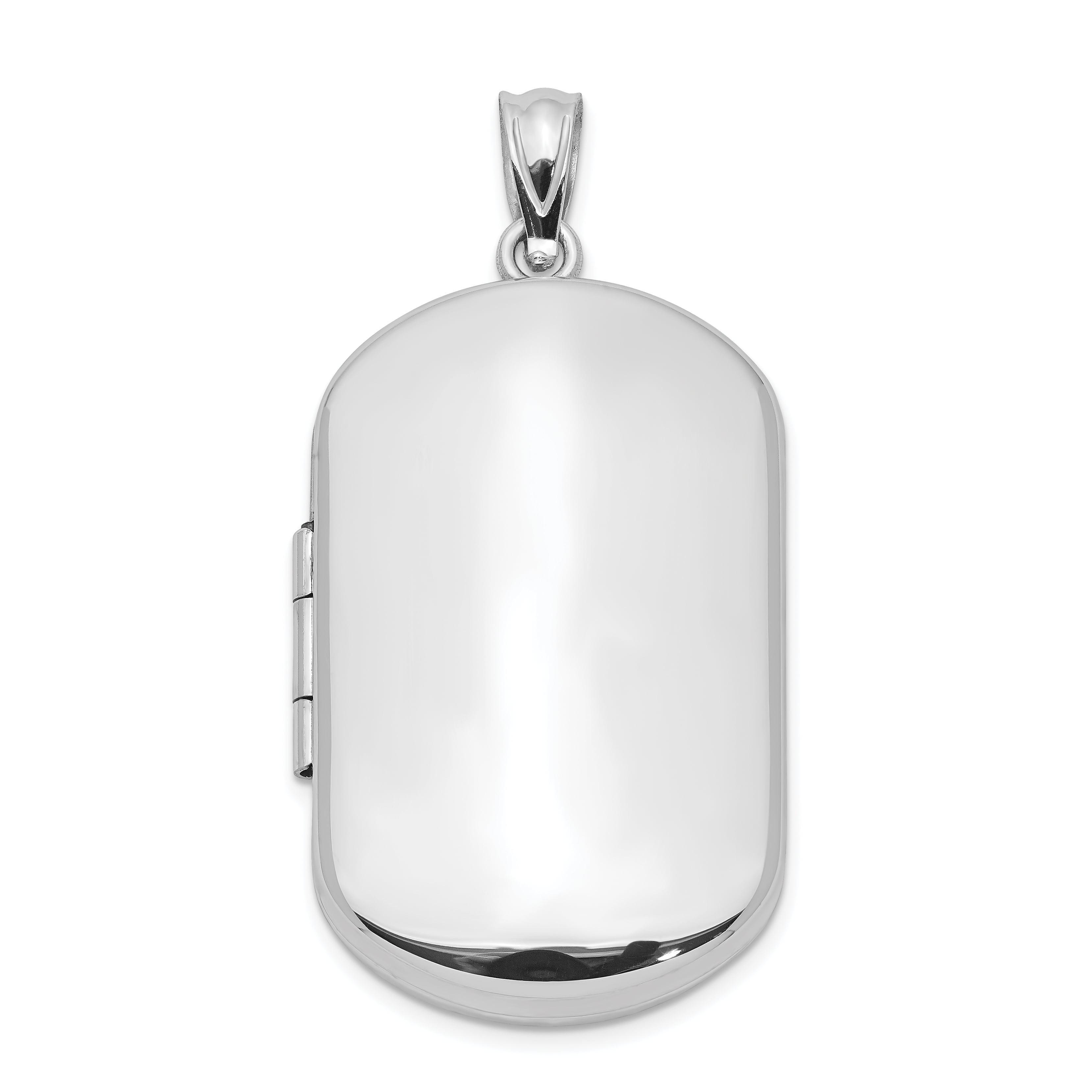 925 Sterling Silver Rectangular Photo Pendant Charm Locket Chain