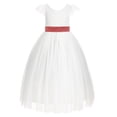thumbnail image 2 of Ekidsbridal Girl Wedding Flower Girl Dress - Ivory Cap Sleeves V-Back Lace with Tiebow 622T-A (Size: 2-10), 2 of 3