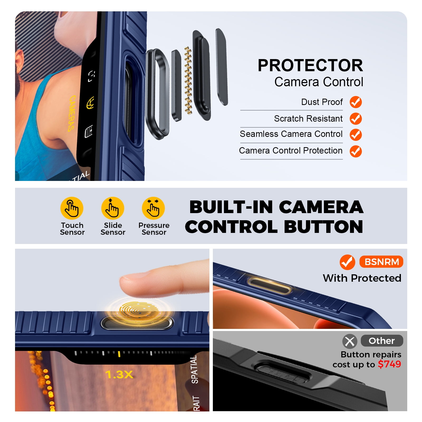 Vizvera for iphone 17 Pro Max Case Wallet RFlD [Cards Holder][Camera Control][Camera Cover] Full Body Rugged Shockproof Silicone Protective Phone Case for iphone 17 Pro Max-Blue
