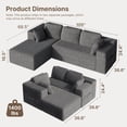 thumbnail image 3 of Asofer 105" Corduroy Modular Sectional Sofa,L-Shaped Couch with Chaise,Boneless Sleeper Sofa Bed,NoAssembly for Living Room,Apartment,Gray, 3 of 10