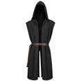 thumbnail image 4 of Medieval Costume Men Sleeveless Hooded Pirate Jacket with Belt Two Piece Set Halloween Cosplay Halloween Costume Men, Size S, 4 of 4