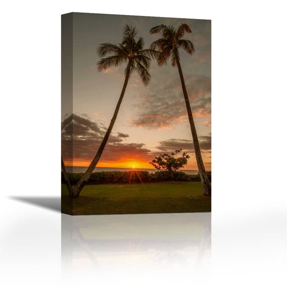 Sunset Palms II - Contemporary Fine Art Giclee on Canvas Gallery Wrap - wall décor - Art painting - 18 x 27 Inch - Ready to Hang