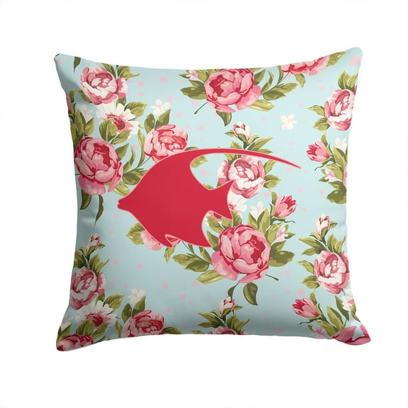Carolines Treasures Fish - Angel Fish Shabby Chic Blue Roses Canvas Fabric Decorative Pillow 14Hx14W multicolor