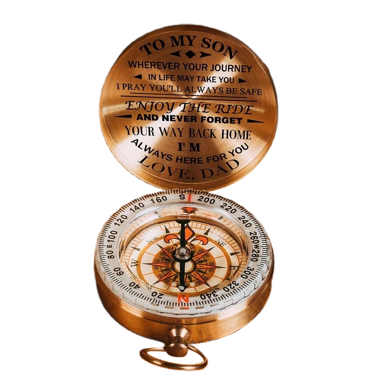 Dad To Son Enjoy The Ride Compass Copper Compass Christmas Present Gift for Son Vintage Style Camping Engraved Compass 