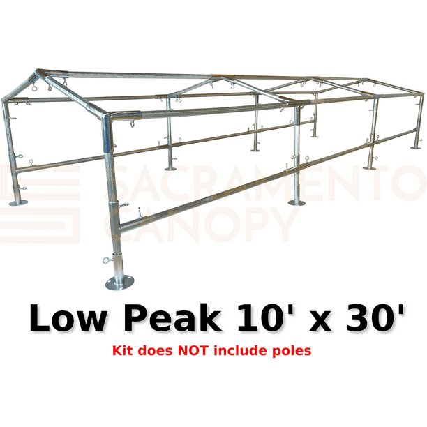 Low Peak Canopy Fittings Kits (10' Wide) DIY Greenhouse, RV & Boat