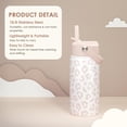thumbnail image 2 of Botella SANDJEST Kids de 355 ml con aislamiento de paja con estampado de leopardo, 2 of 7